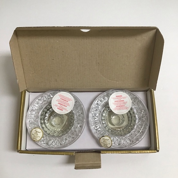 Crystal Candle Holders SET OF 2 Manhattan Moonlight 3-Way Votive Taper Tea Light - Picture 2 of 10